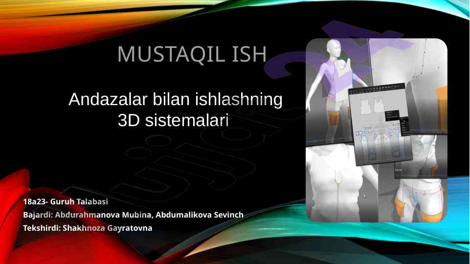 3d andazalar bilan ishlash tizimlari innovatsion yechimlar