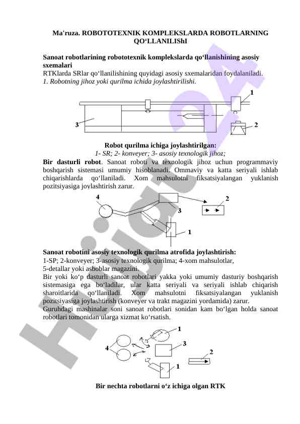 Robototexnika komplekslarida robotlarning qo‘llanilishi