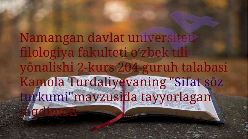 Sifat soz turkumi taqdimoti: o'rganilish tarixi