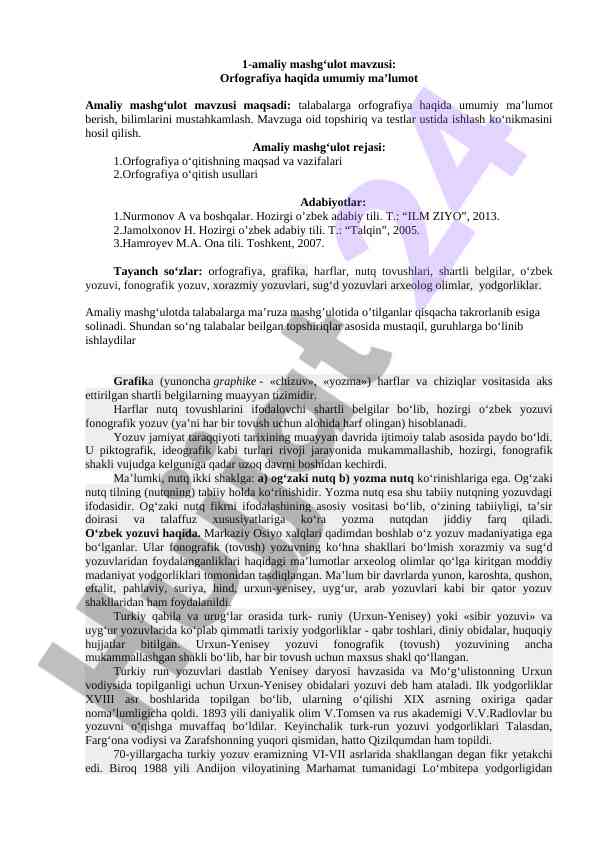 Orfografiya haqida umumiy ma'lumotlar