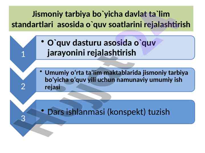 Jismoniy tarbiya ta'lim standartlari rejalashtirish