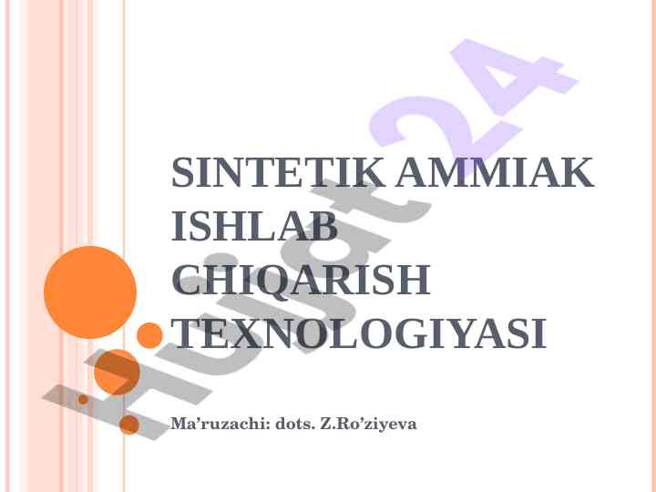 Sintetik ammiak ishlab chiqarish texnologiyasi