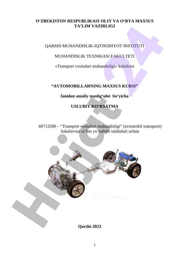 Avtomobillar maxsus kursi uslubiy ko‘rsatmalar 2023