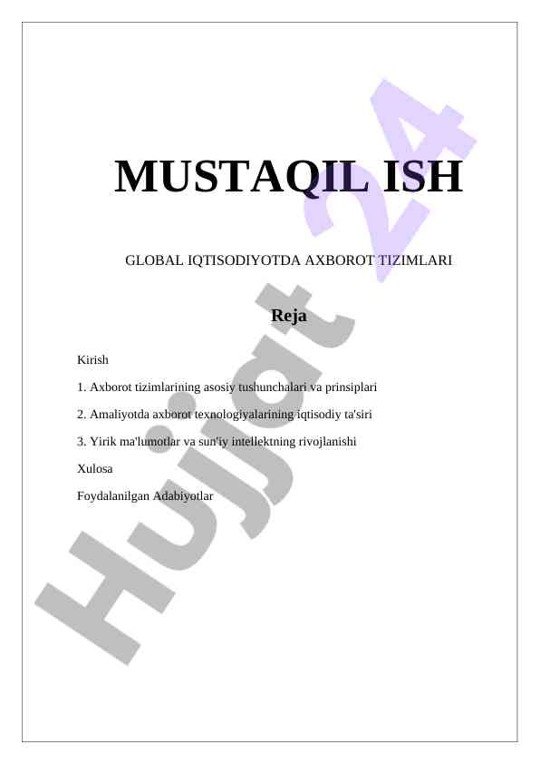 Global iqtisodiyotda axborot tizimlari tahlili