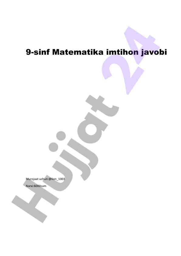 9-sinf matematika imtihon javobi murojaat uchun