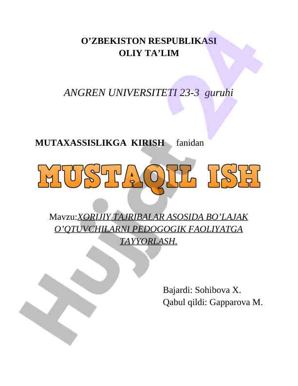 Xorijiy tajribalar asosida o'qituvchilarni tayyorlash