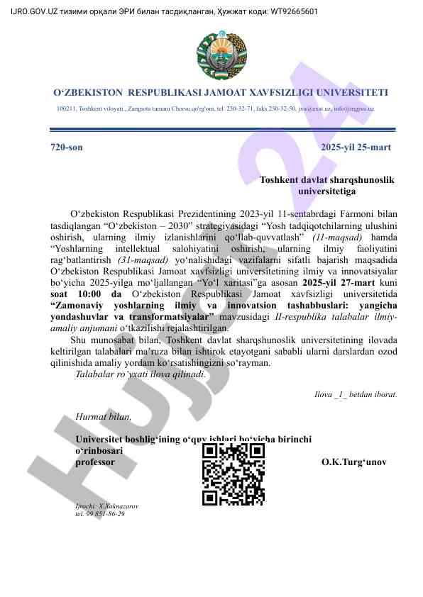 Zamonaviy yoshlarning ilmiy tashabbuslari konferensiyasi