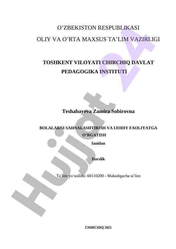 Bolalarni sahnalashtirish va ijodiy faoliyatga o'rgatish