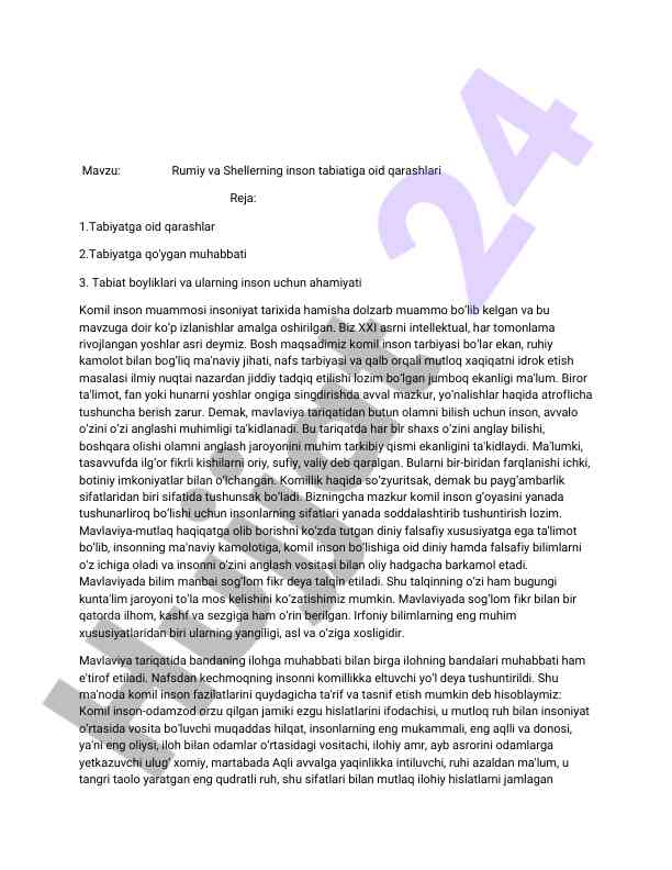 Rumiy va shellerning inson tabiatiga oid qarashlari