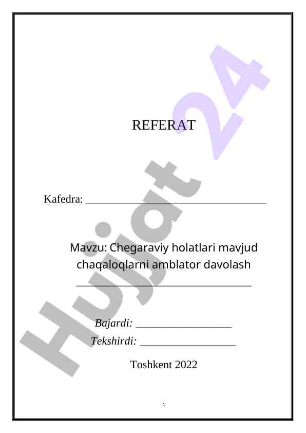 Chegaraviy holatlari mavjud chaqaloqlarni amblator davolash