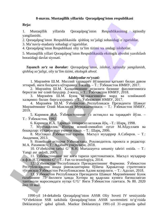 Mustaqillik yillarida qoraqalpog‘iston iqtisodiy yangilanishi