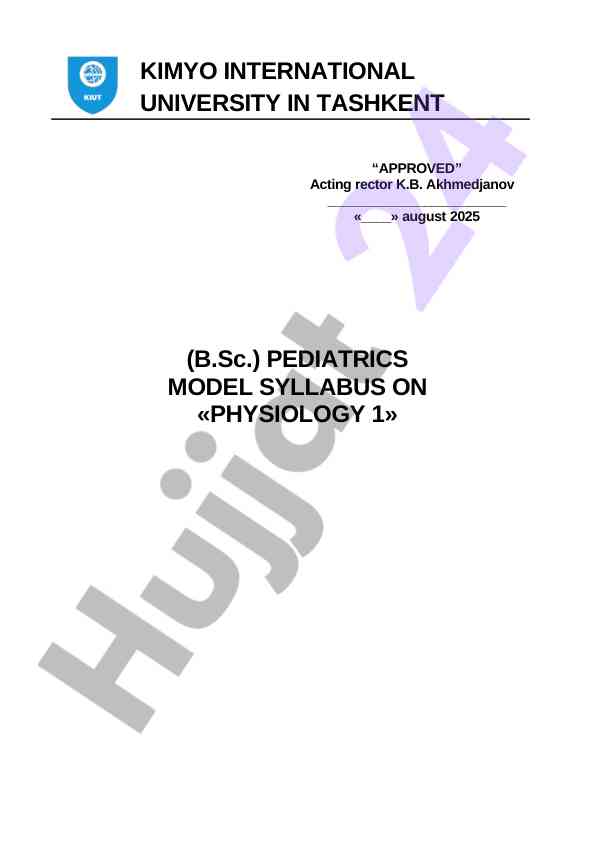 Pediatrics model syllabus on physiology 1