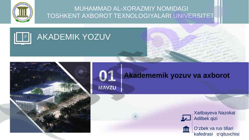 Akademik yozuv va axborotning o‘rni