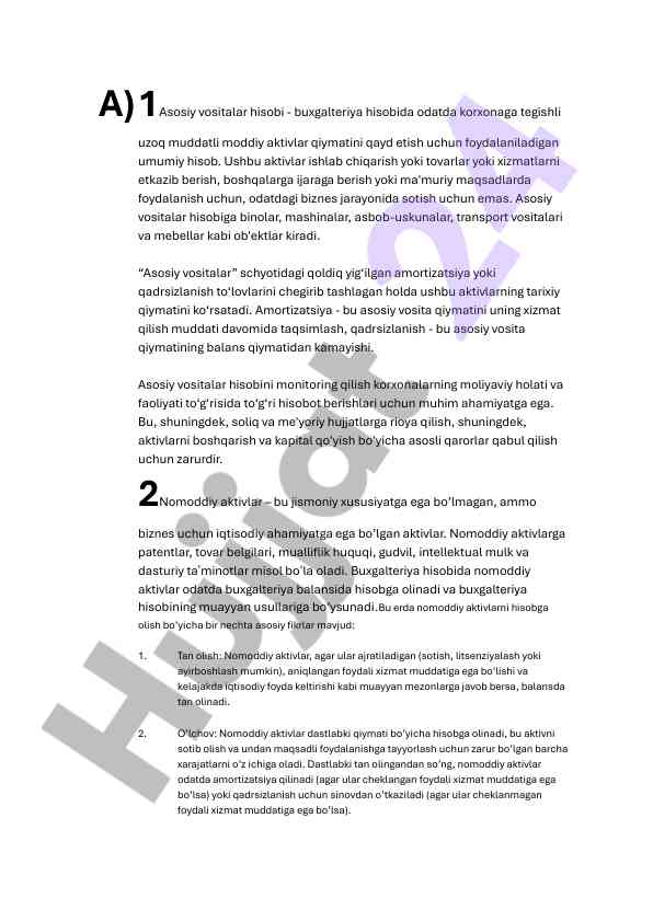 Asosiy vositalar hisobi tartiblari