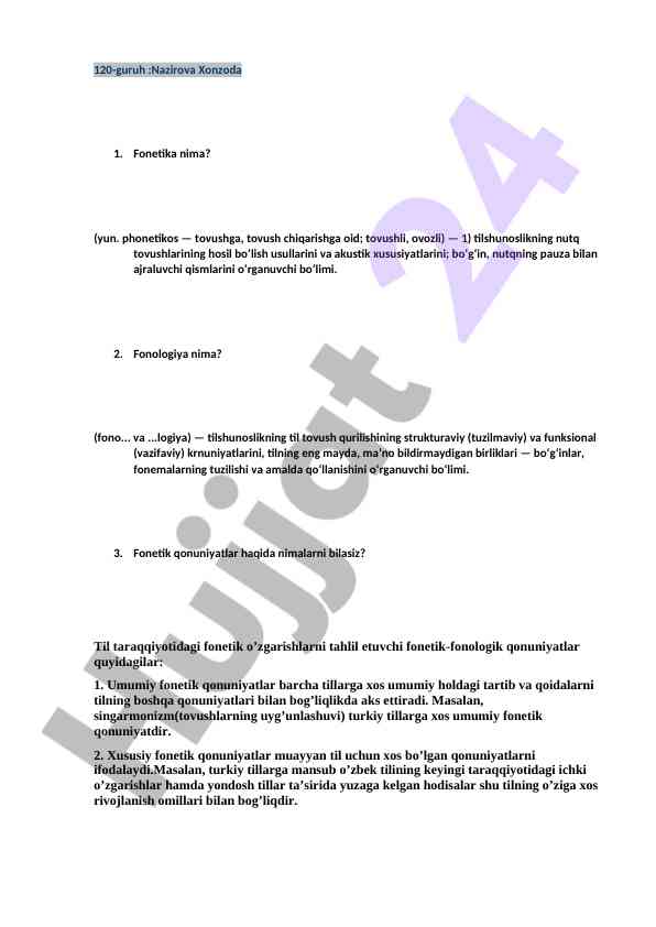Fonetik qonuniyatlar tahlili va o‘rganilishi