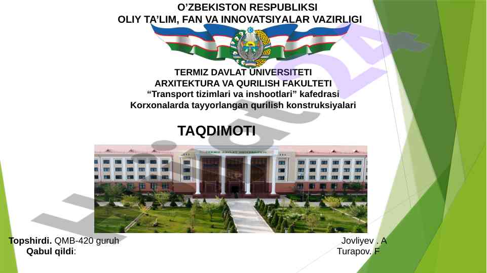 Armatura maxsulotlari turlari va xususiyatlari