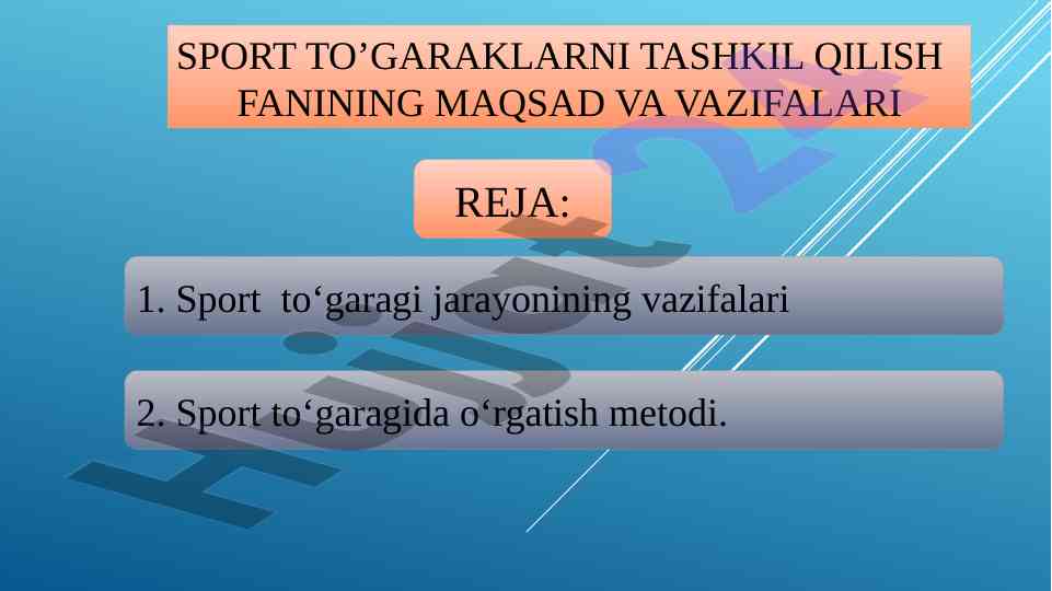 Sport to‘garaklarining maqsad va vazifalari