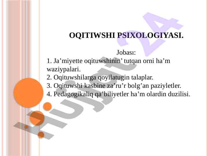 Oqituwshi psixologiyasi tahlili