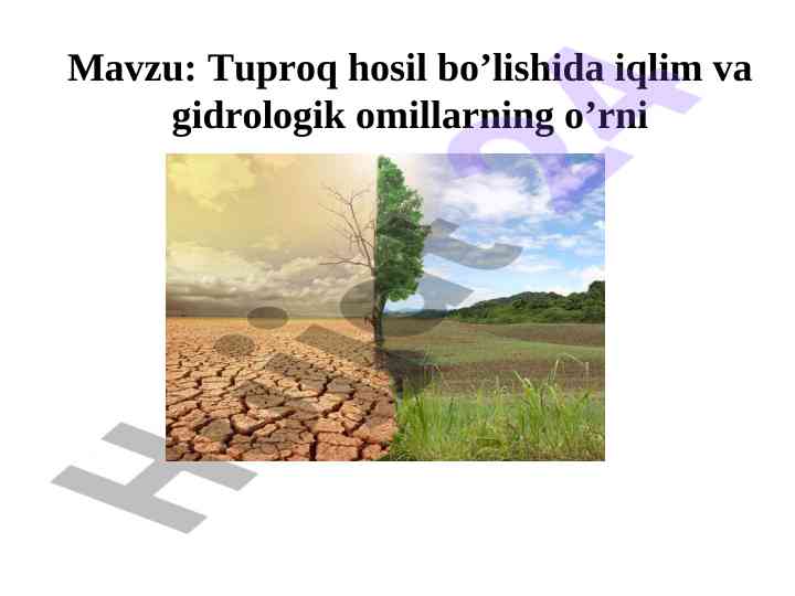 Iqlim va gidrologik omillar tuproq hosil bo'lishida