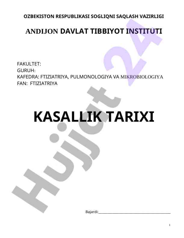 Ftiziatriya kasallik tarixi tahlili