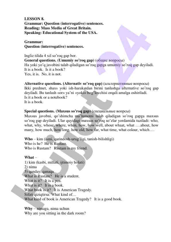 Interrogative sentences in english grammar