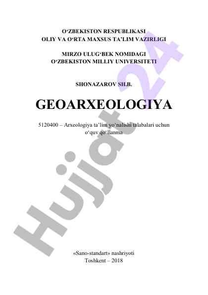 Geoarxeologiya o‘quv qo‘llanmasi talabalar uchun