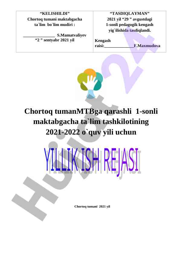 Chortoq tumani maktabgacha ta'lim tashkiloti haqida ma'lumot