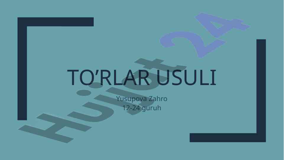 To‘rlar usuli bilan perspektiv tasvirni yaratish