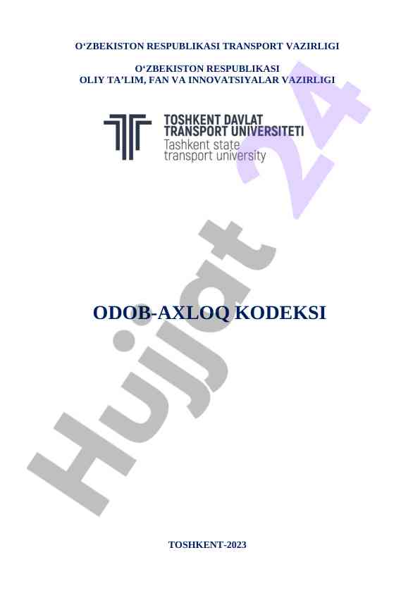 O‘zbekiston transport vazirligi odob-axloq kodeksi