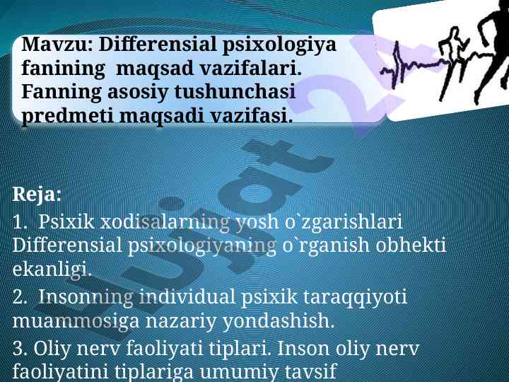 Differensial psixologiyaning maqsad vazifalari