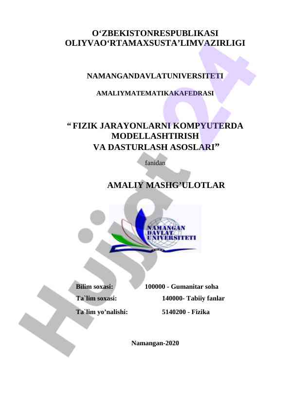 Fizika fanidan amaliy mashg'ulotlar tasnifi
