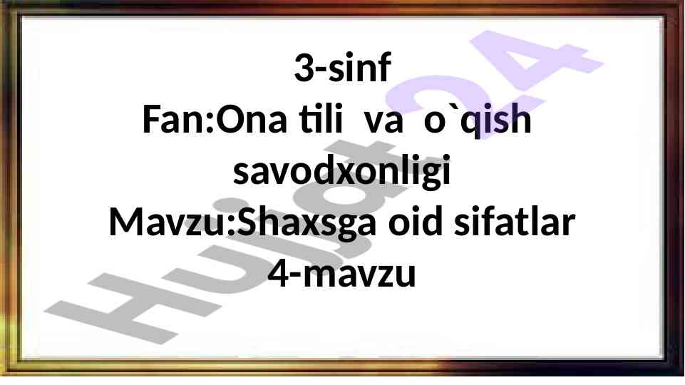 Shaxsga oid sifatlar va vitaminlar tahlili