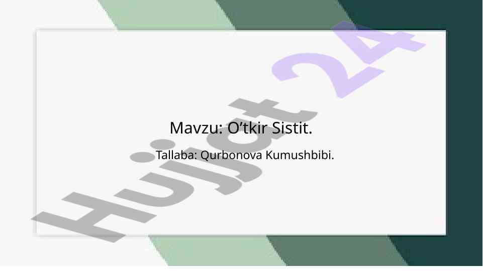 O'tkir Sistitning Sabablari Va Tavsifi