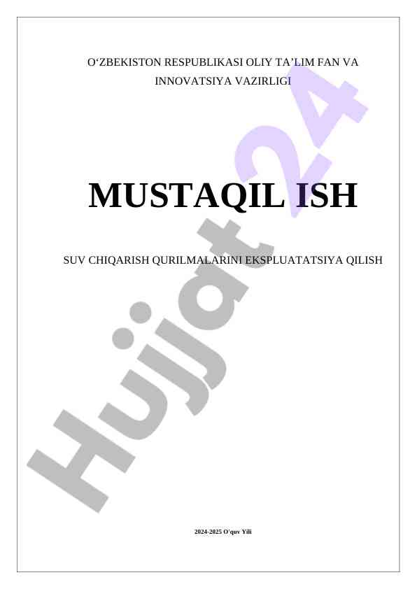 Suv Chiqirish Qurilmalarini Ekspluatatsiya Qilish