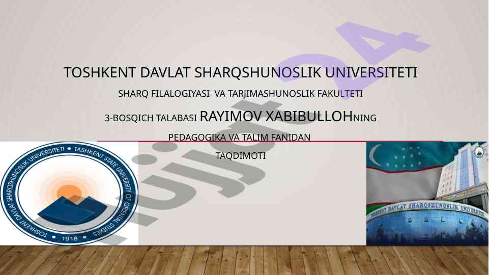 Tarbiya nazariyasi va oila pedagogikasi taqdimoti