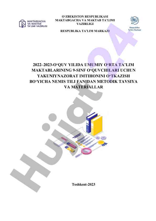 Metodik tavsiya va materiallar nemis tili 9-sinf