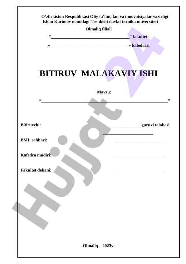 Bitiruv malakali ish mavzusi
