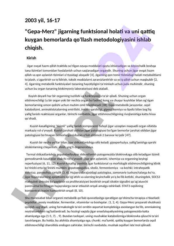 Jigar metabolizmi va kuygan bemorlar holati
