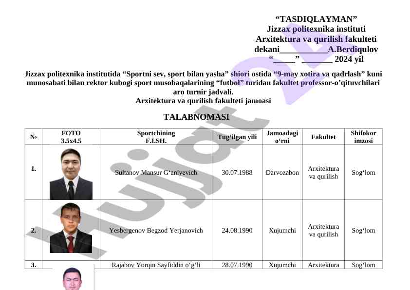 Sport musobaqalari turnir jadvali 2023