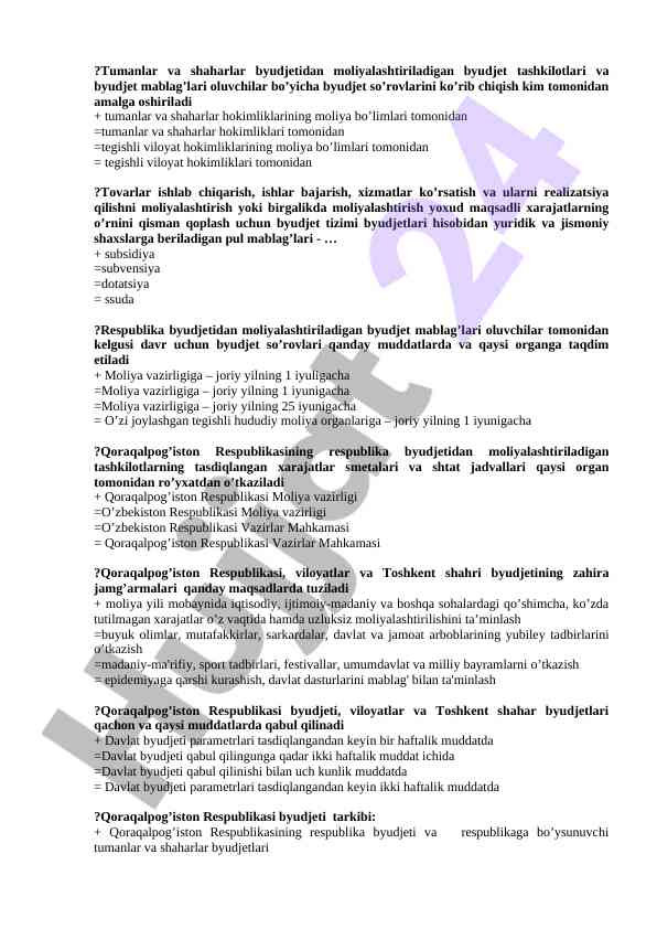 Byudjet tashkilotlarining moliyalashtirish jarayoni