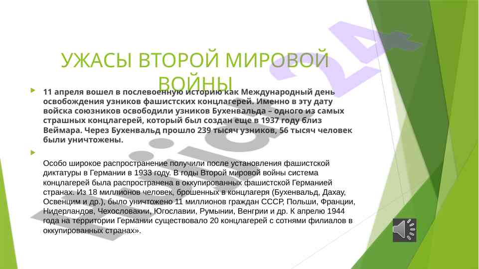 Ujasy vtoroĭ mirovoy voyny i osvozhdenie uznikov