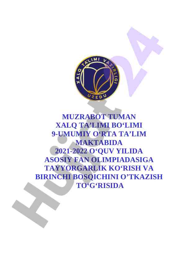 Asosiy fan olimpiadasiga tayyorlash qo‘llanmasi