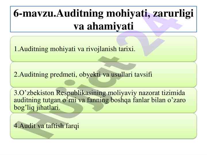 Auditning mohiyati va rivojlanish tarixi