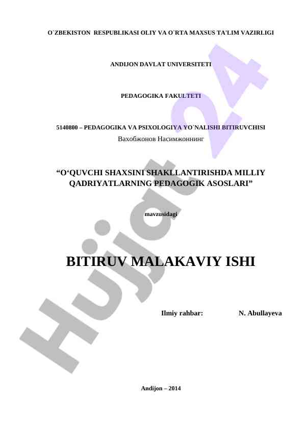 O‘quvchi shaklini shakllantirishda milliy qadriyatlardan foydalanish