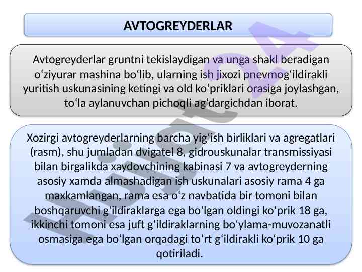 Avtogreyderlar: texnologiya va ishlash asoslari