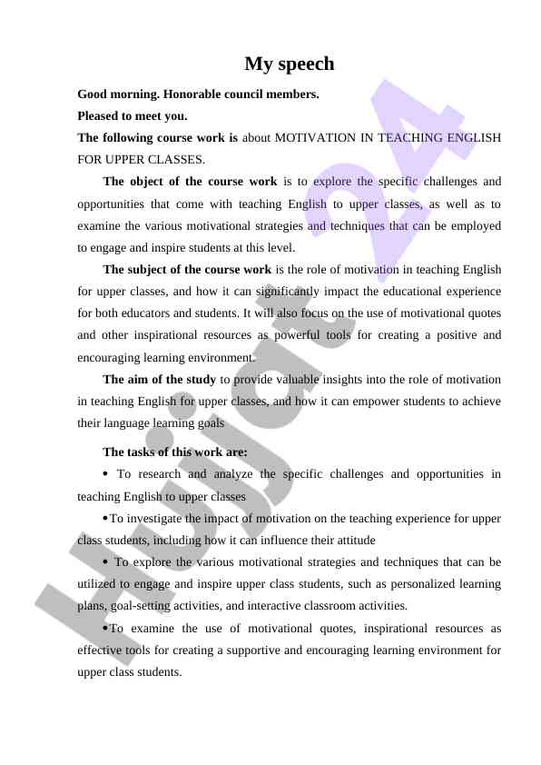 Motivatsiya in teaching english for upper classes
