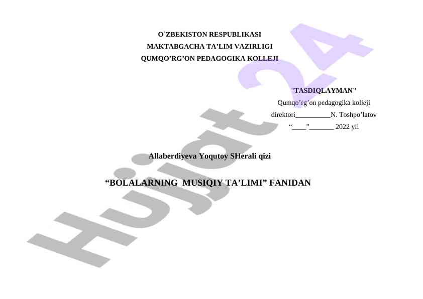 Bolalarning musiqiy ta'limi