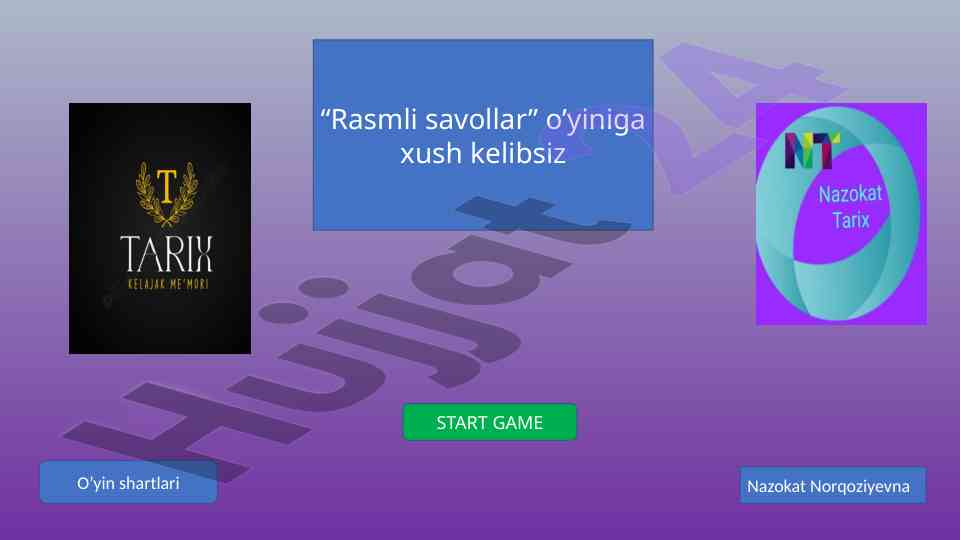 Rasmli savollar o'yini shartlari va ma'lumotlar