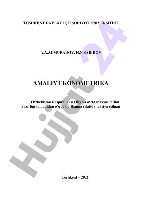 Amaliy ekonometrika o‘quv qo‘llanmasi