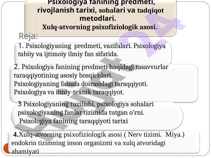 Psixologiya fanining predmeti va rivojlanish tarixi